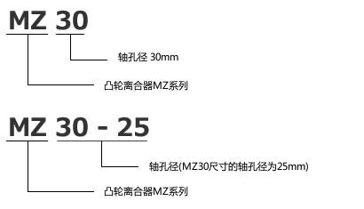 MZ型號(hào)表示舉例