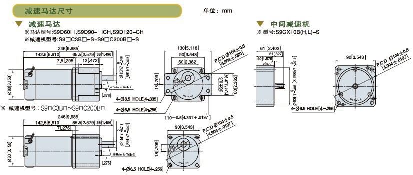 SPG標準型永磁直流馬達 S9D系列60-120W