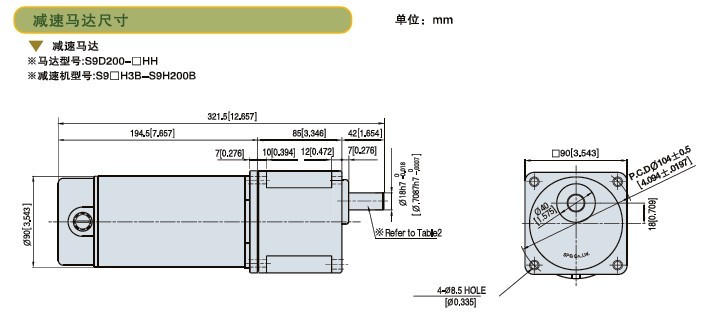 SPG標準型永磁直流馬達 S9D系列200W